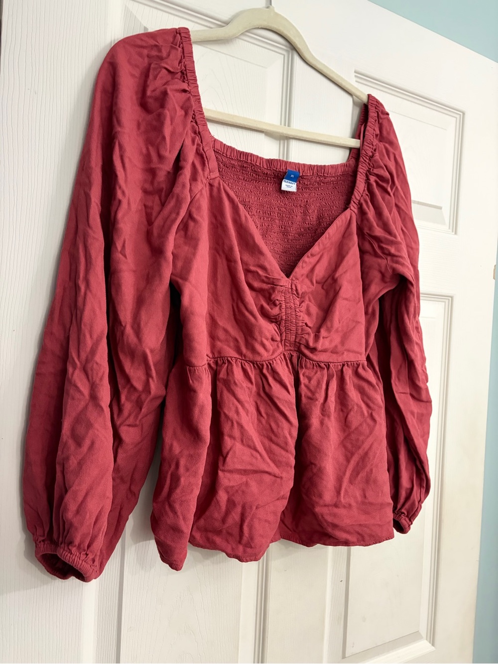 Old Navy Rose-Pink Long-Sleeve Peasant Blouse